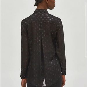 Equipment black silk sheer blouse